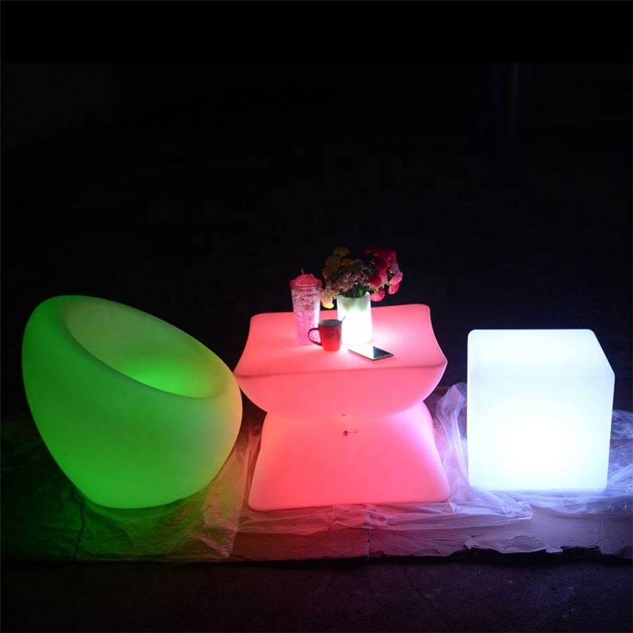 Glowing waterproof multi color change sun lounger Outdoor bench plastic furniture modern style led swimming pool lounger