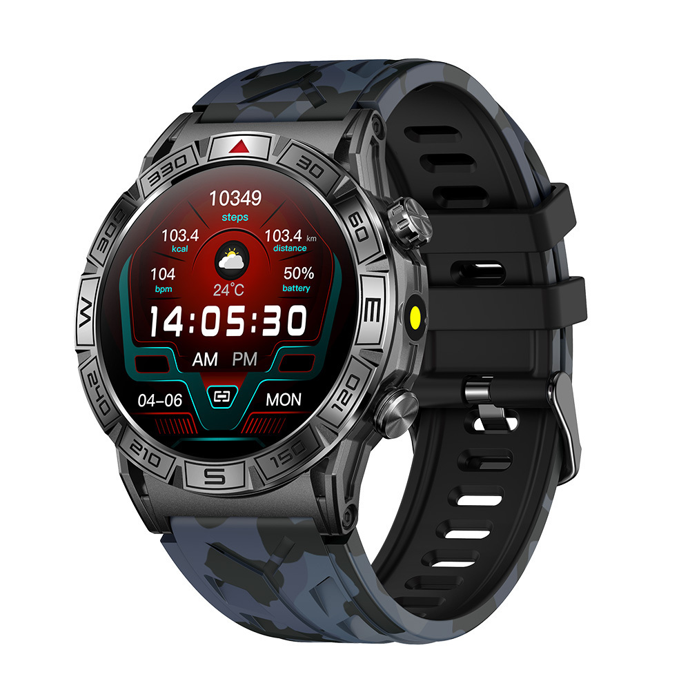 2024 New Men's Outdoor 1.43inch Smart Watch Flashlight 1ATM Waterproof BT Call Heart Rate Sports Amoled Smart Watch KC80