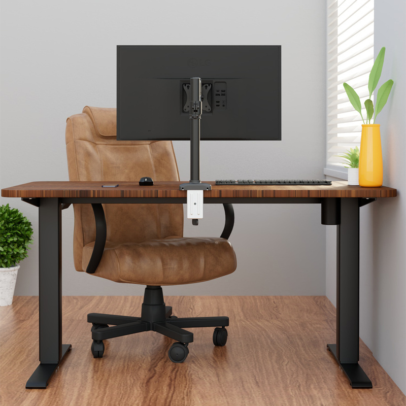 AUKI Adjustable Electric Standing Desk With 120*60  Single Motor Office Standing Desk Electric Ergonomic Desk