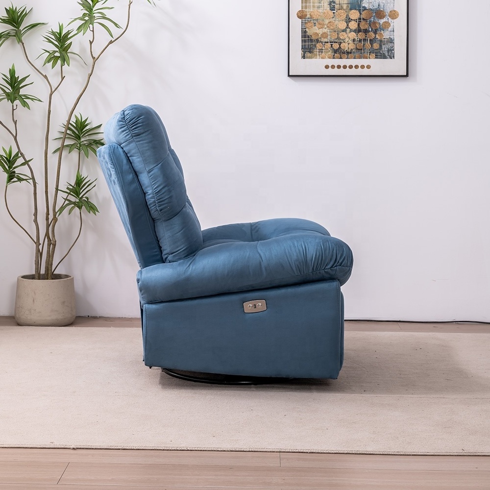 Modern Leisure Nap Cloud Style Recliner Chair Set Electric Reclining Sofa with Extendable Feature Upholstered in Suede Fabric