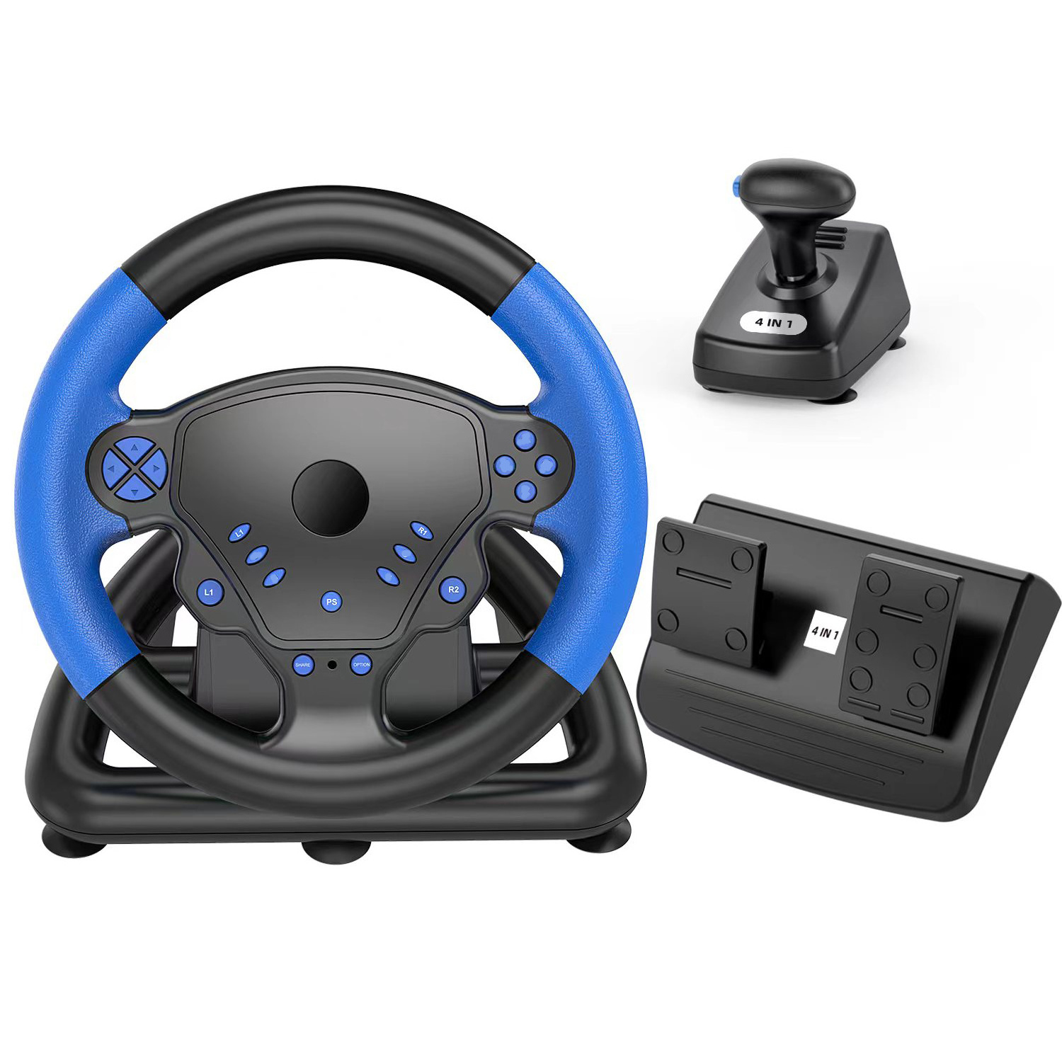 Hot Selling 4 in 1 Volante PC Kids Toy Car Steering Wheel Control PS4 Pedals and Shifter Racing Game Steering Wheel Joystick