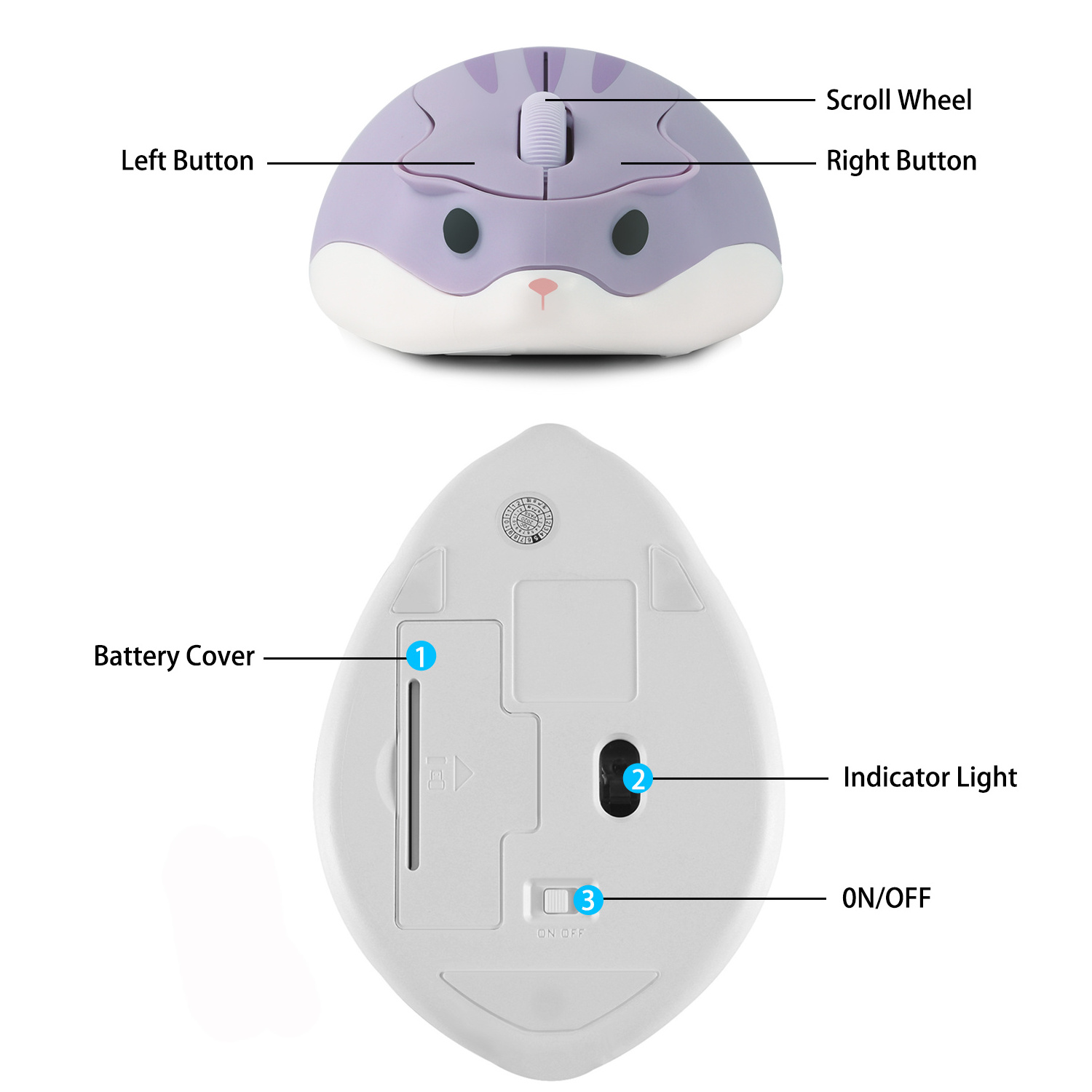 2 4G Optical Computer Mouse Wireless Funny Mouse Cartoon USB Gaming Plastic Toy Mice Cute Wireless Hamster Mouse