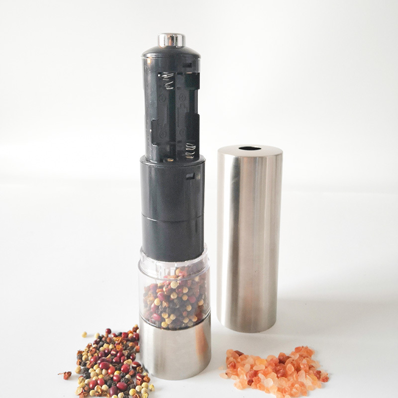 Custom electric adjustable mill and grinder set stainless steel ceramic salt and pepper shakers