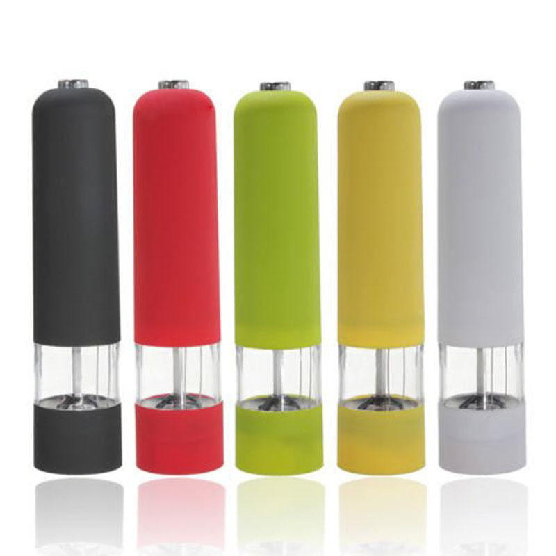 Unique colorful automatic spice plastic grinder battery electric salt and pepper grinder for kitchen