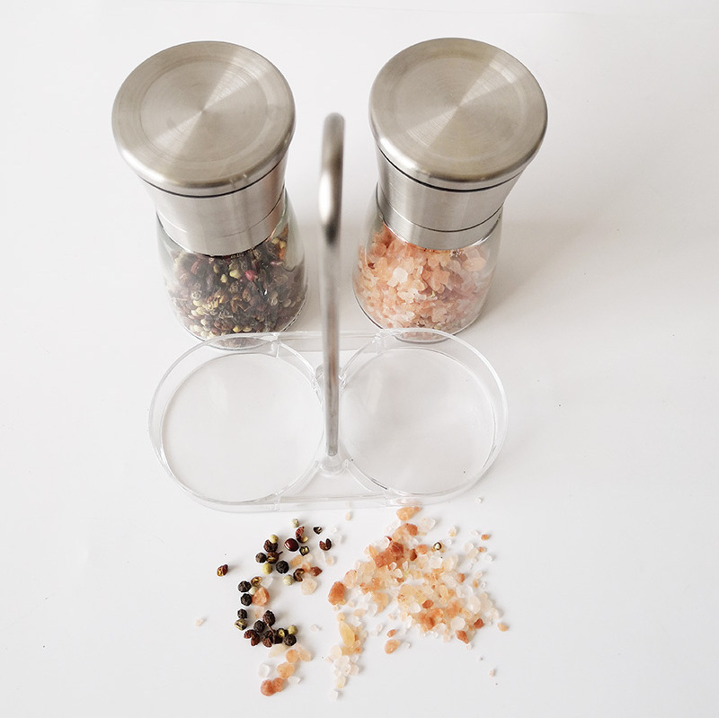 Wholesale Glass Manual Salt Pepper Mill Stainless Steel Pepper Grinder with Ceramic Core