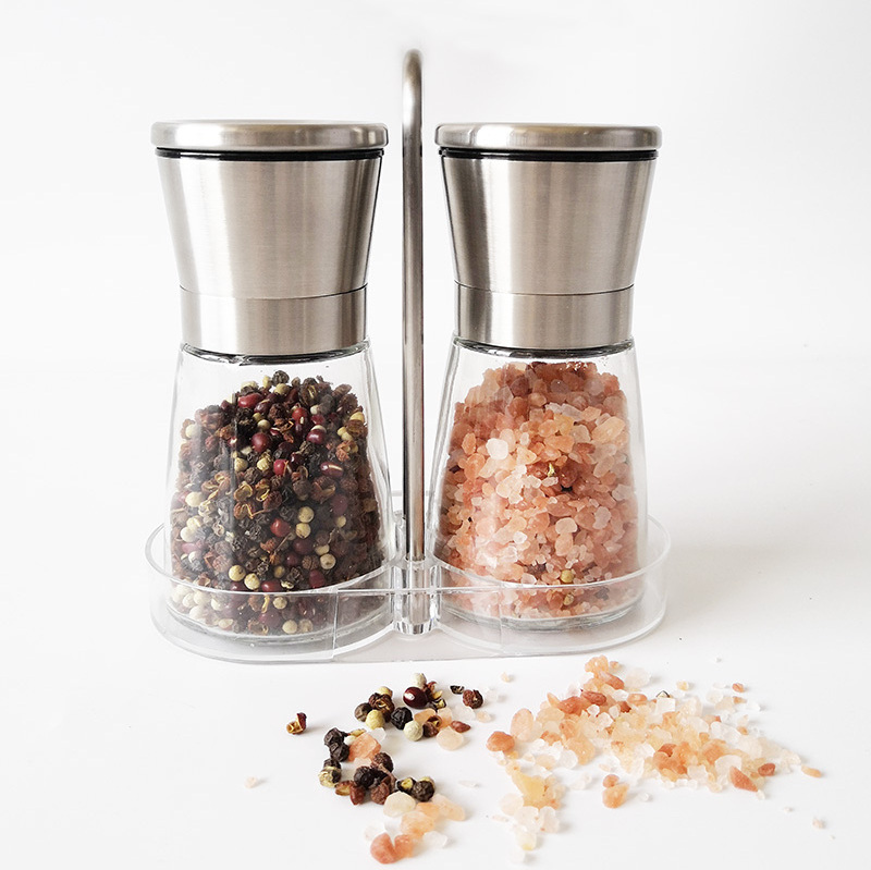 Wholesale Glass Manual Salt Pepper Mill Stainless Steel Pepper Grinder with Ceramic Core