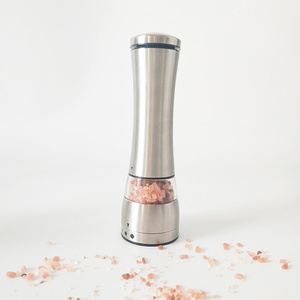 Electric Salt and Pepper Grinder Set-Battery Operated Stainless Steel Spice Mills with Light