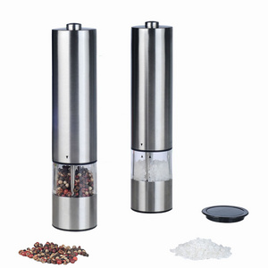 Factory OEM Stainless steel electric salt and pepper grinder set electric salt and pepper mill with Led light