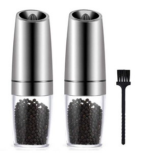 Adjustable automatic stainless steel salt and pepper mill gravity electric salt and pepper grinder set