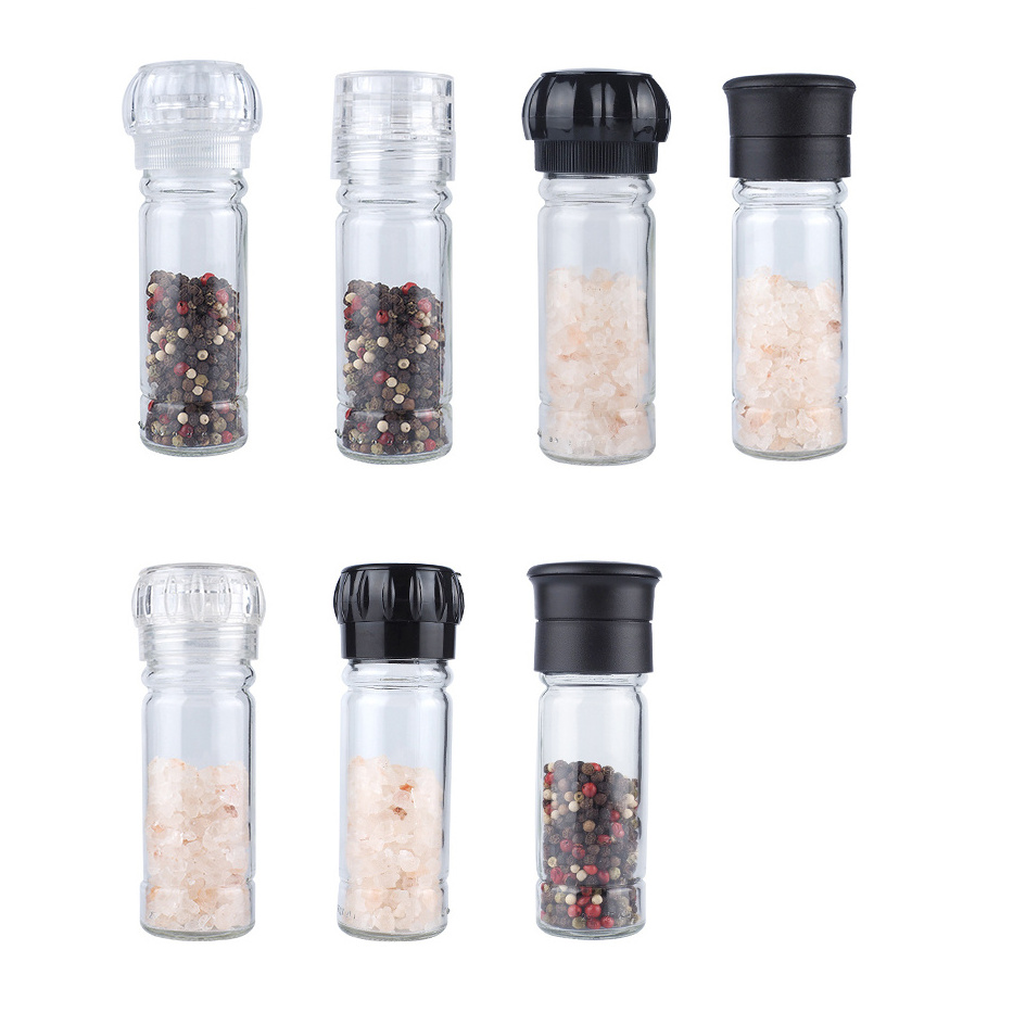 Manual Glass Bottle Salt and Pepper Grinder Mills 80ml 100ml Glass Cooking Jar Spice Grinder