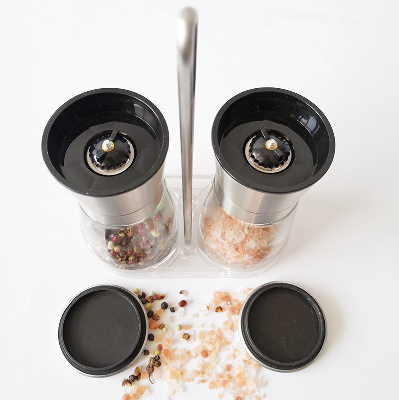 Wholesale Glass Manual Salt Pepper Mill Stainless Steel Pepper Grinder with Ceramic Core