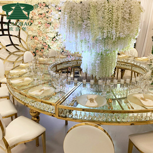 wholesale crystal tempered glass top stainless steel wedding table for event