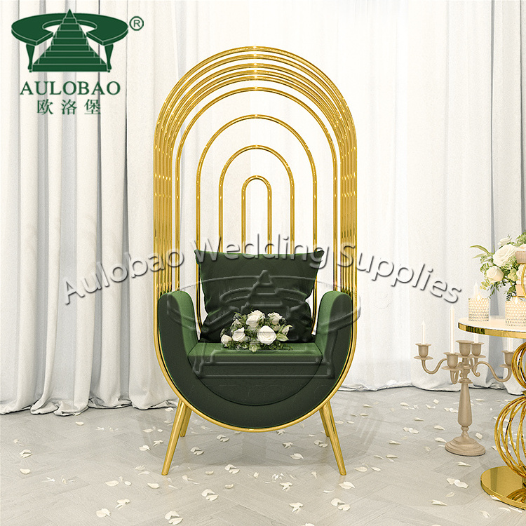 Luxury stainless steel high back king throne wedding chair with pu leather