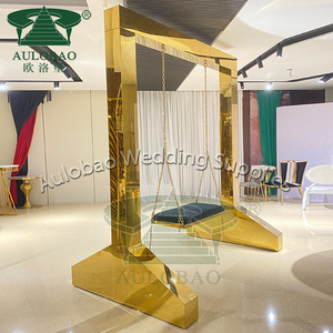 Luxury wedding party golden steel furniture perforated hanging swing chair