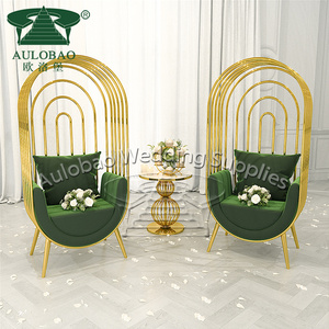 Luxury stainless steel high back king throne wedding chair with pu leather