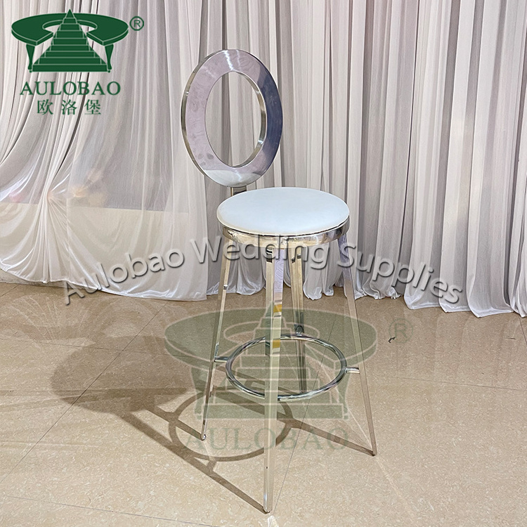 Rose gold stainless steel metal modern bar stool with back