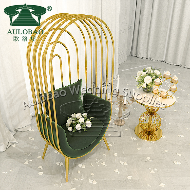 Luxury stainless steel high back king throne wedding chair with pu leather