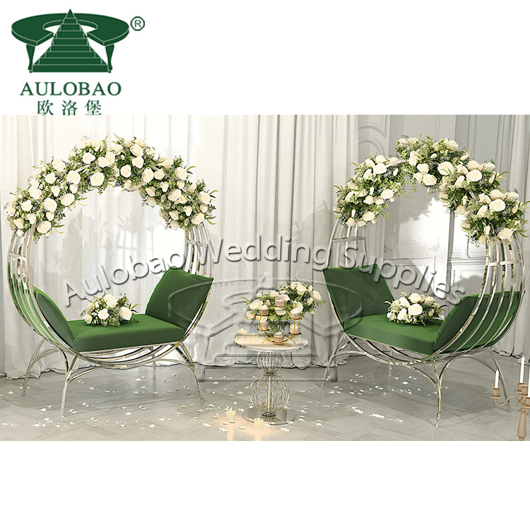 Bride and groom luxury stainless steel egg pod chair with stand