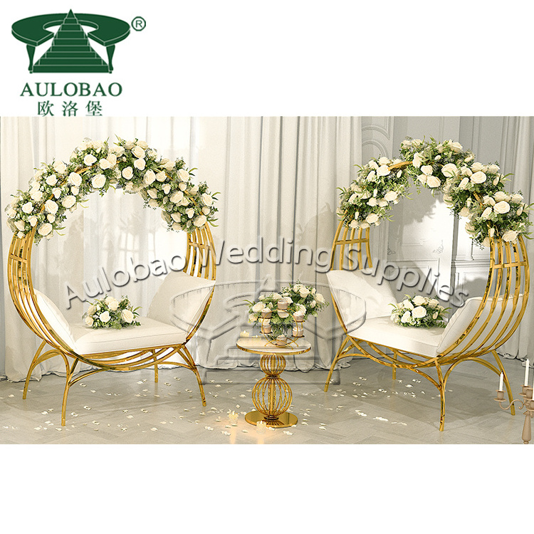 Bride and groom luxury stainless steel egg pod chair with stand