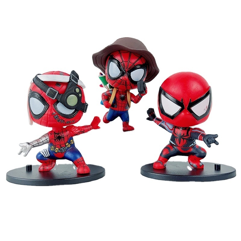 Hot Selling Super Hero Toys Q Version Spider Man Gifts Pvc Figure Anime Figure Wholesale Decoration Toys