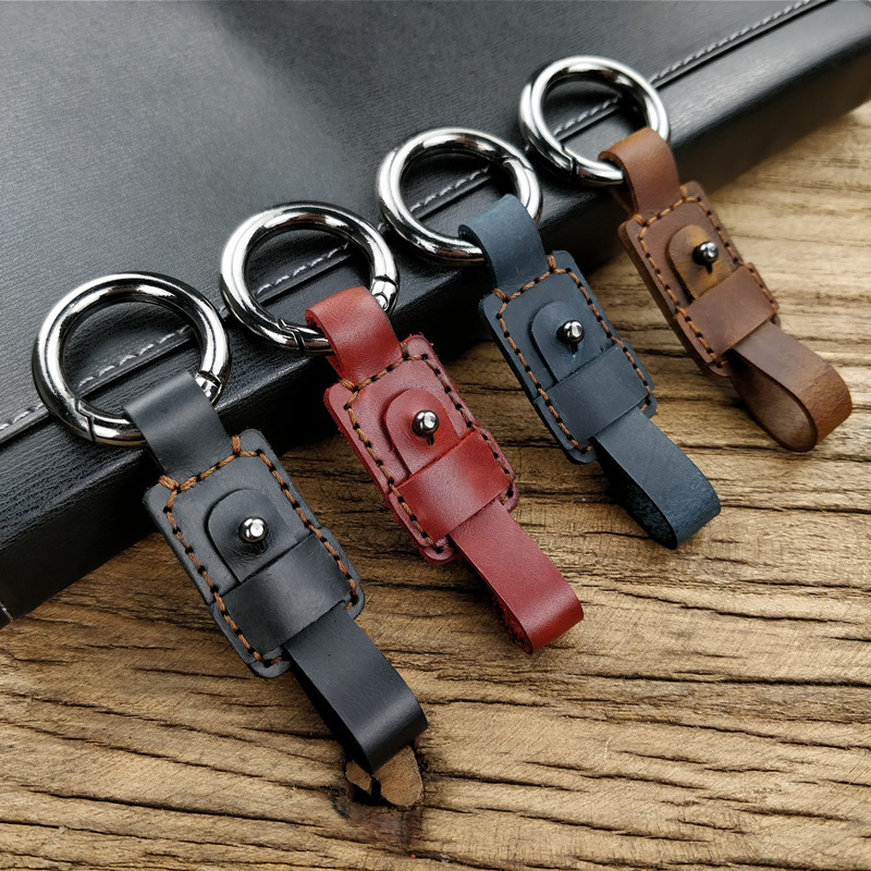 Handmade Genuine Leather Car Key Chain Key Ring for Men Women by in Gift Box