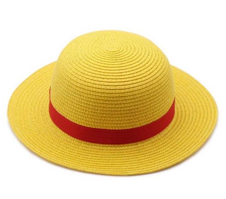 Funny Hats Luffy Straw Hats Wholesale Cospaly Custom Party Summer Women Yellow One Piece OEM ODM Service Adults Male Plain Visor