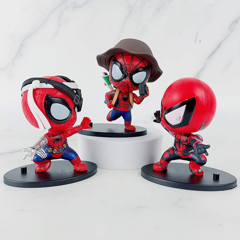 Hot Selling Super Hero Toys Q Version Spider Man Gifts Pvc Figure Anime Figure Wholesale Decoration Toys