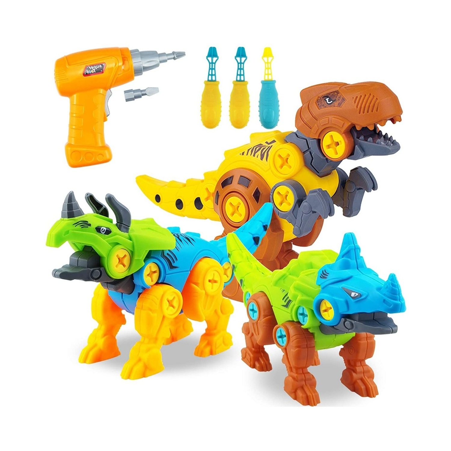 Take Apart Dinosaur Toys for Kids Building Toy Set with Electric Drill Construction Engineering Play Kit STEM Learning for Boys