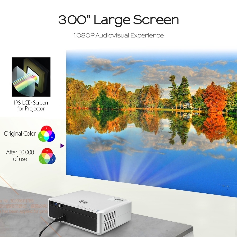 AUN Full HD Android Projector AKEY6S, 1920x1080P, Android WIFI 3D Video Beamer, MINI LED Projector for 4K Home Cinema