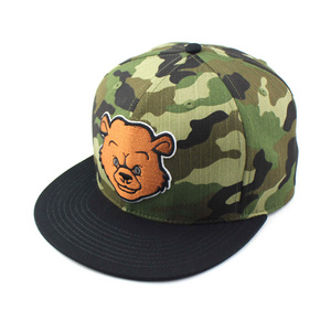 blank camo snapback hats,camo cotton snapback cap,6 panel flat bill cap