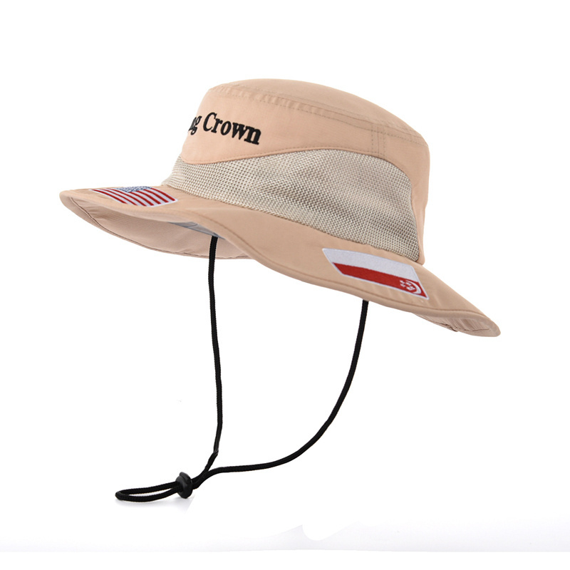 Adjustable Wide Brim Bucket Cap, Custom Bucket Fisher Hat With String