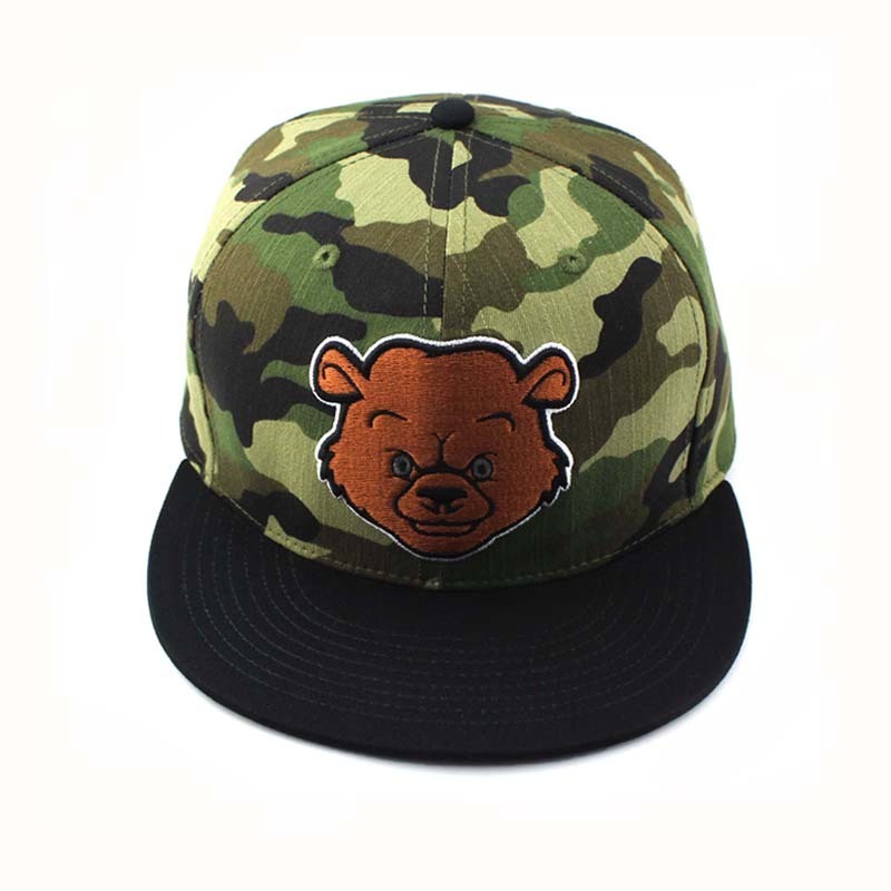 blank camo snapback hats,camo cotton snapback cap,6 panel flat bill cap