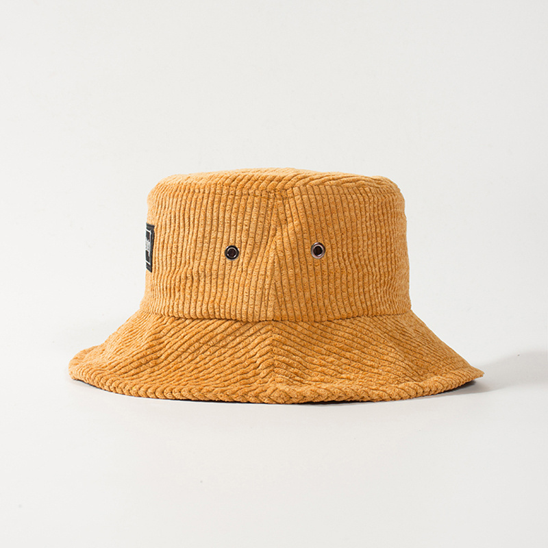 Wholesale women men fisherman bucket cap hat bulk custom logo woven label corduroy hat bucket