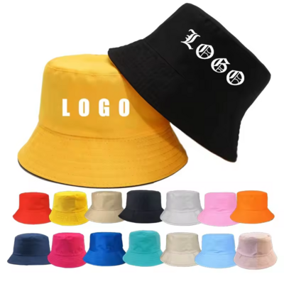 Wholesale Unisex Custom Embroidery Logo Cotton Solid Outdoor Flat Top Multi Color Kids Fisherman Bucket Hat Caps