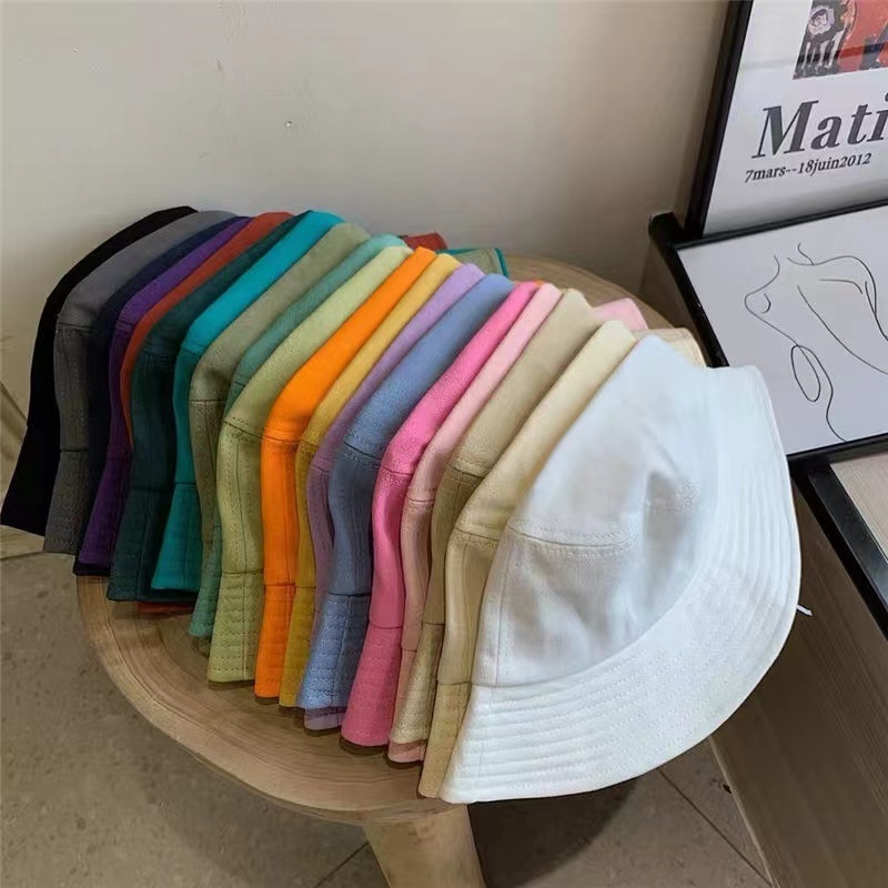 Wholesale Unisex Custom Embroidery Logo Cotton Solid Outdoor Flat Top Multi Color Kids Fisherman Bucket Hat Caps