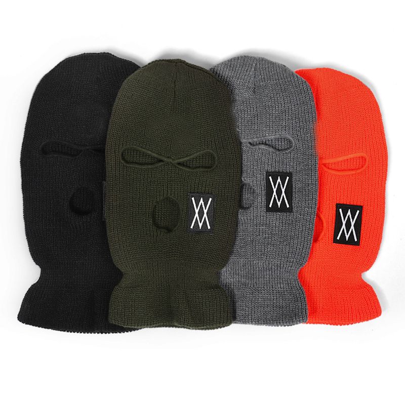 Luxury ski mak custom full mask beanies balaclava embroidery logo 3 hole winter balaclava face mask