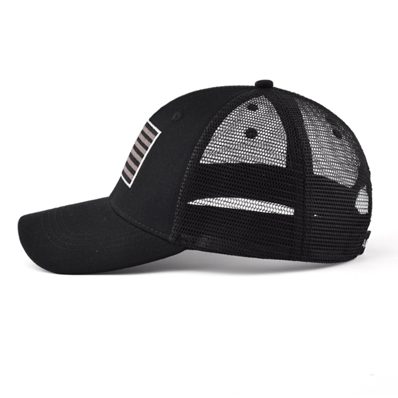 American Flag embroidery high profile black 6 panel gorras trucker hat design