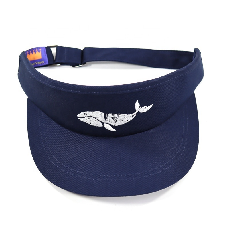 AungKing Factory Custom Embroidery Logo Navy Golf Visor Hat, Middle Profile Professional Design Golf Sun Visor Cap