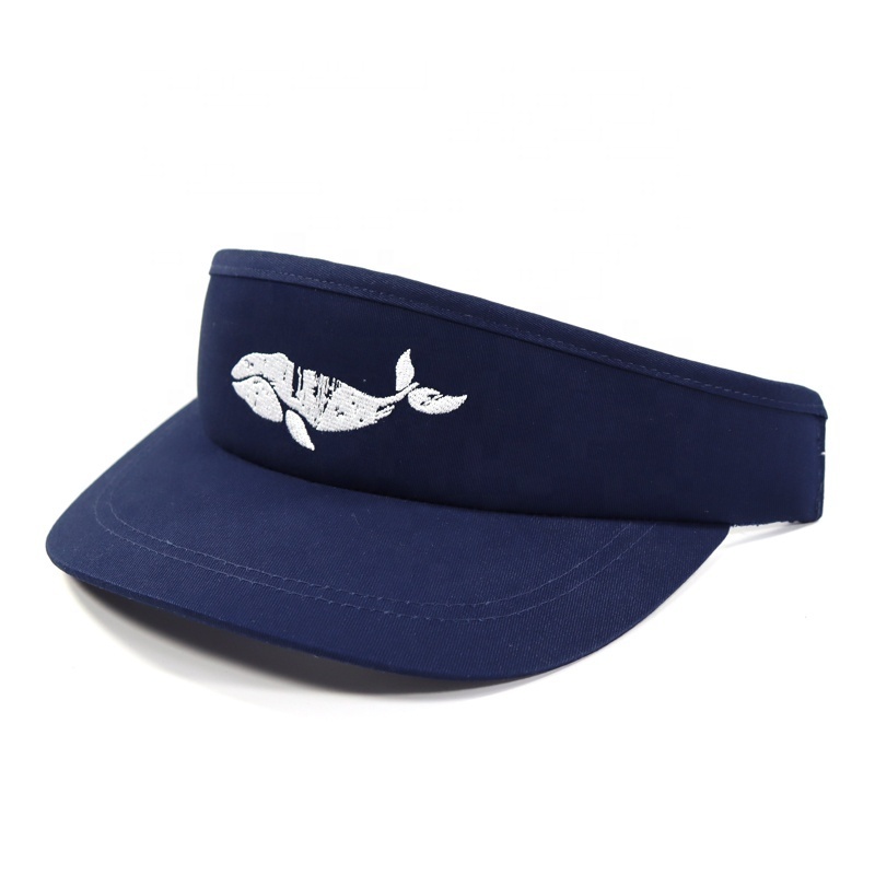 AungKing Factory Custom Embroidery Logo Navy Golf Visor Hat, Middle Profile Professional Design Golf Sun Visor Cap