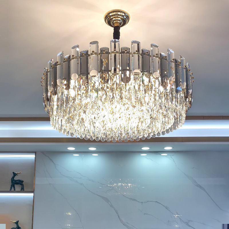 Stair Lighting Crystal Chandeliers Pendant Lights for Hotel Hot Selling Interior Decorative Lustre Led Gold Chandelier Lighting