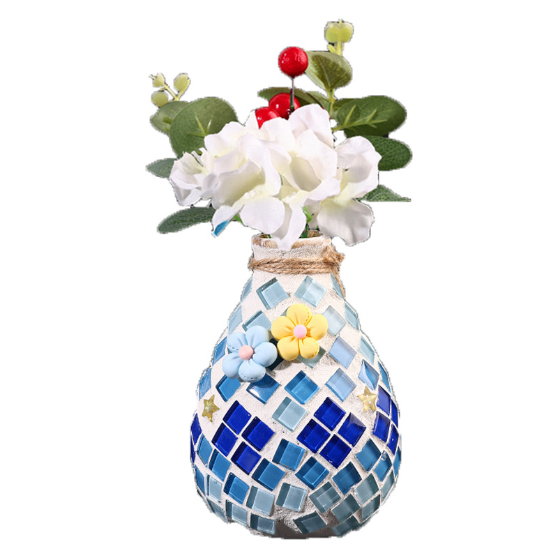 Colored Flower Vase Mixed Designs Round Crystal Mosaic Craft Kits for Adults DIY Mosaic Crafts Materials Vase