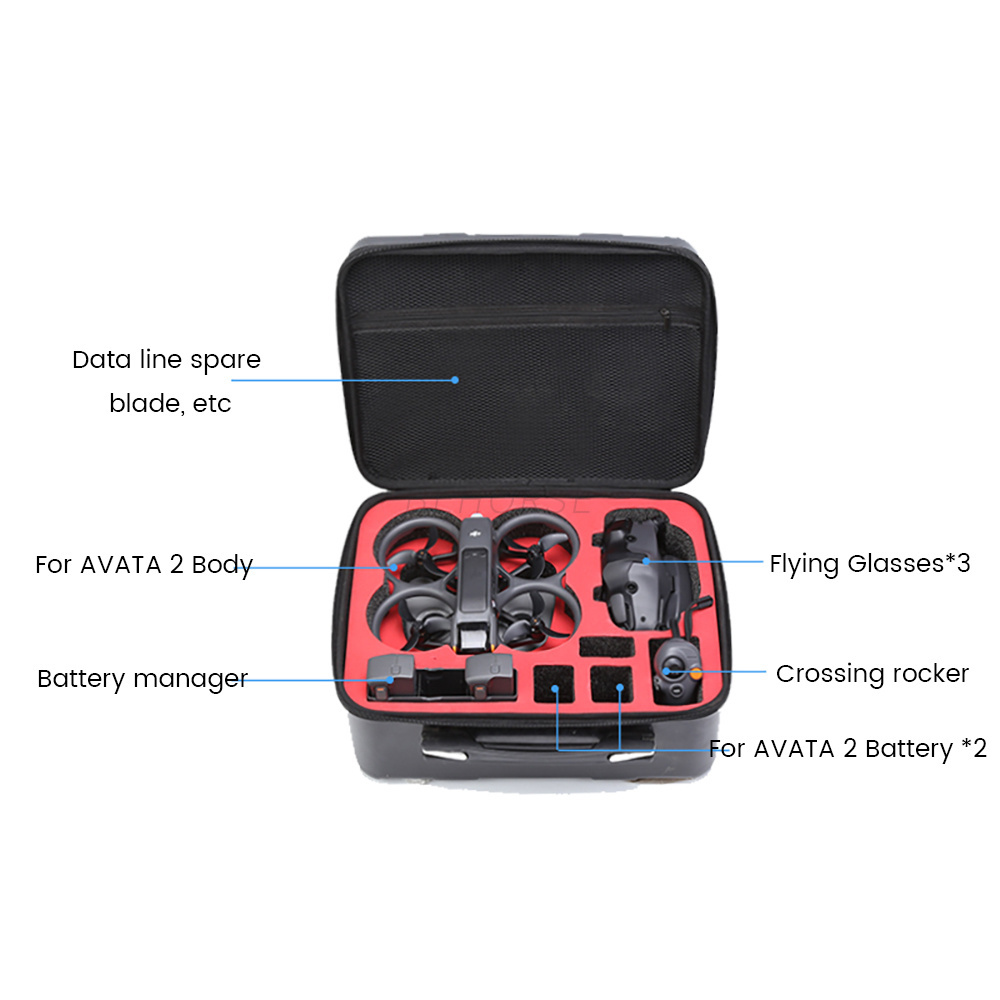 Drone With Controller Flight Glasses Storage Carrying Case Portable Protective Shell Cover Drone Accessory For DJI Avata 2