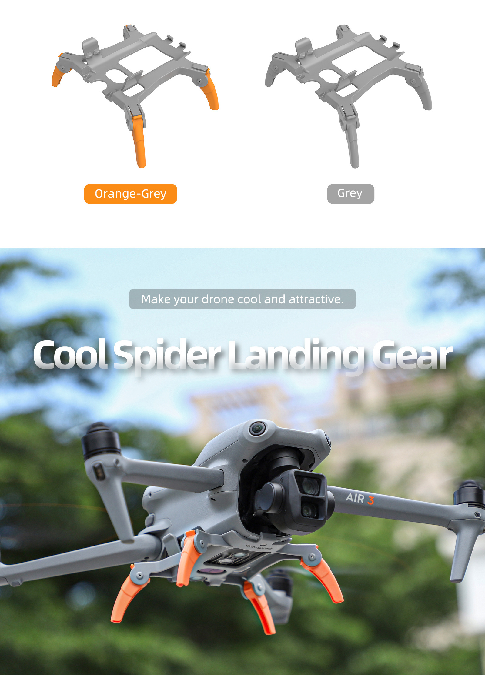 Drone Foldable Spider Landing Gear Portable Height Extended Leg Support Protector Drone Accessories For Air 3