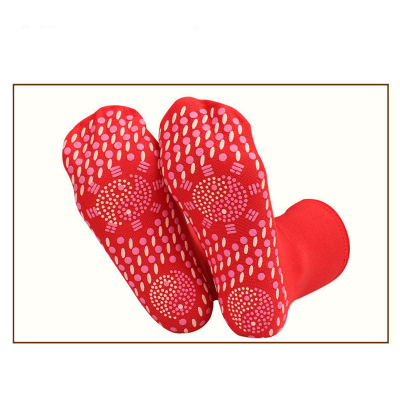 Massage anti-cold mid-tube socks self-heating health care warm floor socks spot glue wicking sweat thick heating socks