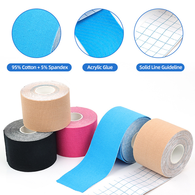 OEM Accepted Waterproof Cotton Elastic Sports Kinesiology Muscle Tape Wholesale Kinesiology Tape