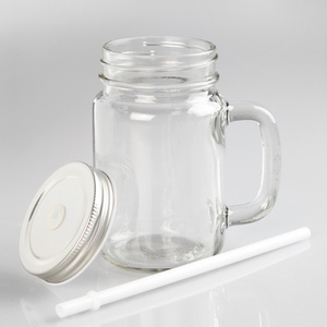 Wholesale 15 oz cheap custom glass jar mason mug with handle/straw/lid lucid glass jar wholesale mugs for sublimation