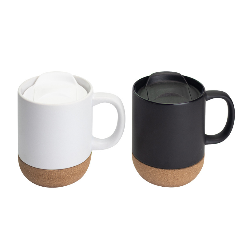 Hot SellingPractical 14oz Cork Bottom Mug For Everyday Use With a Handle and Plastic Lid