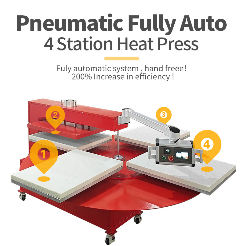 Carousel Automatic Rotary Heat Press Machine four stations 16*20/16*24 Heat Transfer Hot Selling Printing Machine