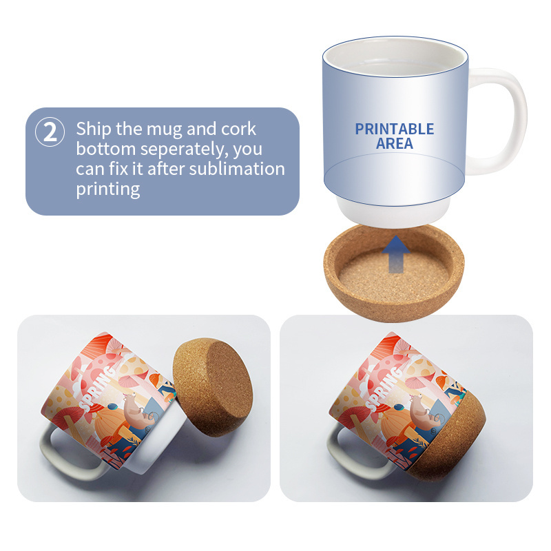 Hot SellingPractical 14oz Cork Bottom Mug For Everyday Use With a Handle and Plastic Lid