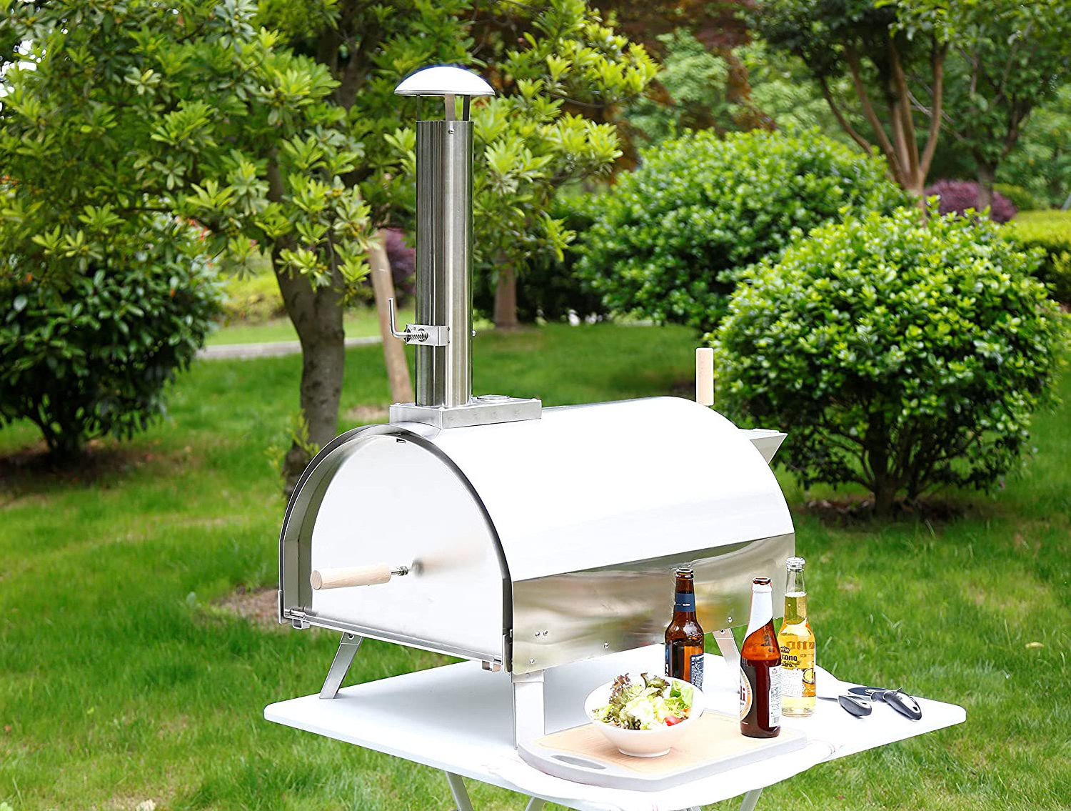 Auplex Pizza Stainless Steel Outdoor Mini Gas Wood Fired Horno Para Pizza Oven